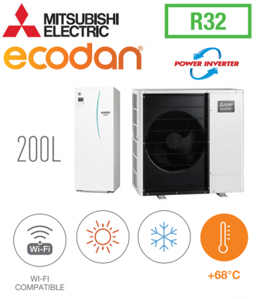 Ecodan REVERSIBLE SPLIT HYDROBOX POWER INVERTER DUO 200L ERST20F-VM2E + PUZ-SWM120VAA