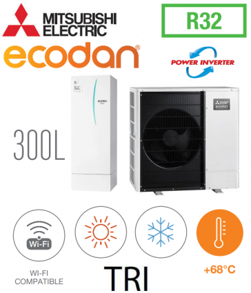 Ecodan REVERSIBLE SPLIT HYDROBOX POWER INVERTER DUO 300L ERST30F-VM2EE + PUZ-SWM100YAA triphasé