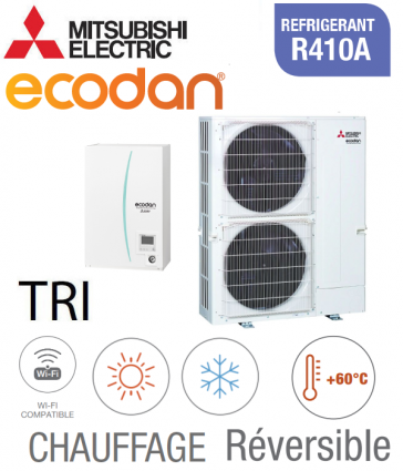 Ecodan REVERSIBLE SPLIT HYDROBOX R410A ERSE-YM9ED + PUHZ-SW160YKA triphasé