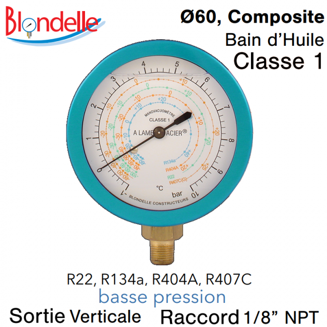 Manomètre Haute Pression 80 R-22 / R-407C / R-410A