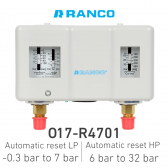 Pressostat double automatique 017-R4701-086 Ranco 