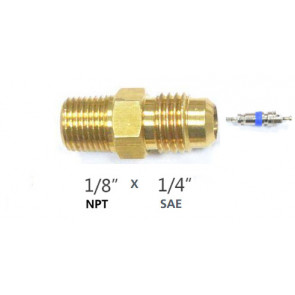 Raccord droit MM avec schrader 1/8’’NPT X 1/4’’ flare