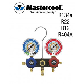 Manifold à voyant - 2 Vannes, Mastercool R134a, R22, R12, R404A sans flexible