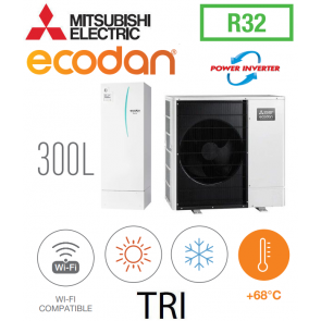 Ecodan REVERSIBLE SPLIT HYDROBOX POWER INVERTER DUO 300L ERST30F-VM2EE + PUZ-SWM140YAA triphasé
