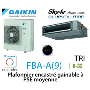 Daikin Plafonnier encastré gainable à PSE moyenne Active FBA125A triphasé