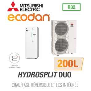 Ecodan Réversible HYDROSPLIT DUO 200L R32 ERPT20X-VM2E + PUZ-HWM140VHA
