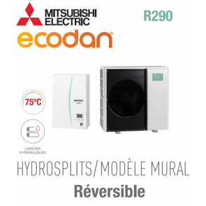 Ecodan réversible HYDROSPLIT MURAL R290 ERPX-VM2E + PUZ-WZ80VAA