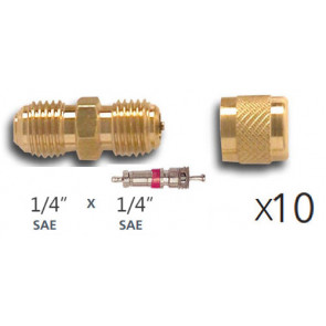 Set van 10 x messing Schrader Valve Straight Fittings 1/4 flare